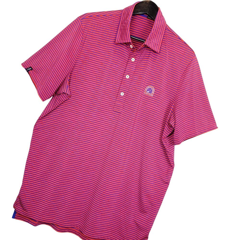 RLX Ralph Lauren Men's Crooked Stick Golf Club Polo Shirt Sz Large Orange Purple
